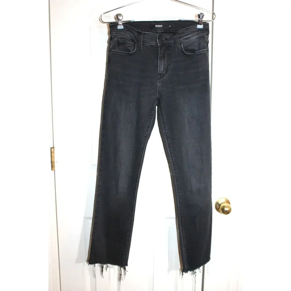 Hudson Black Nico Straight Leg Raw Hem Jeans sz 25 - Picture 1 of 4